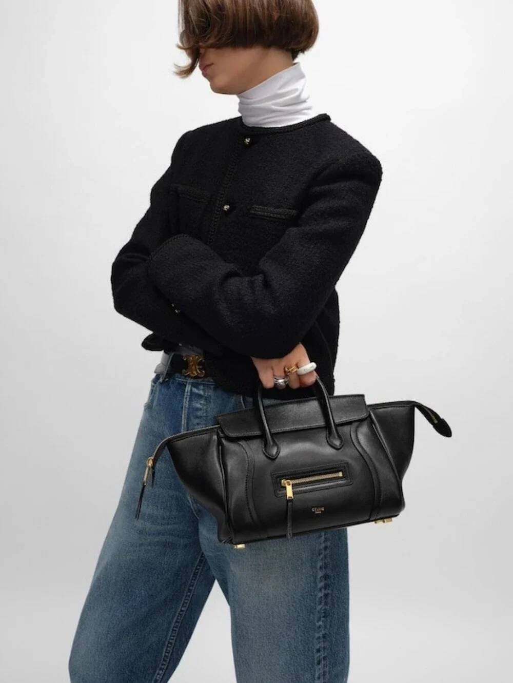 Brand NEW!! CELINE LITTLE LUGGAGE IN GRAINED CALFSKIN Black MSRP $3990 USD W/COA